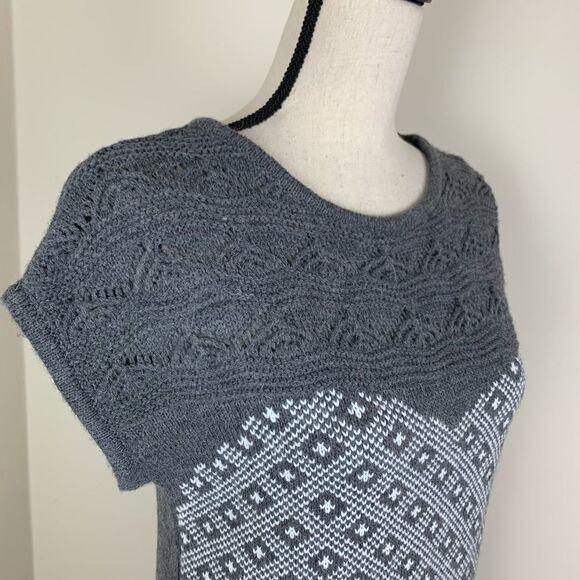 La Maglia Wool Knit Angora Blend Grey/White Tunic Sweater Dress - Picture 4 of 7